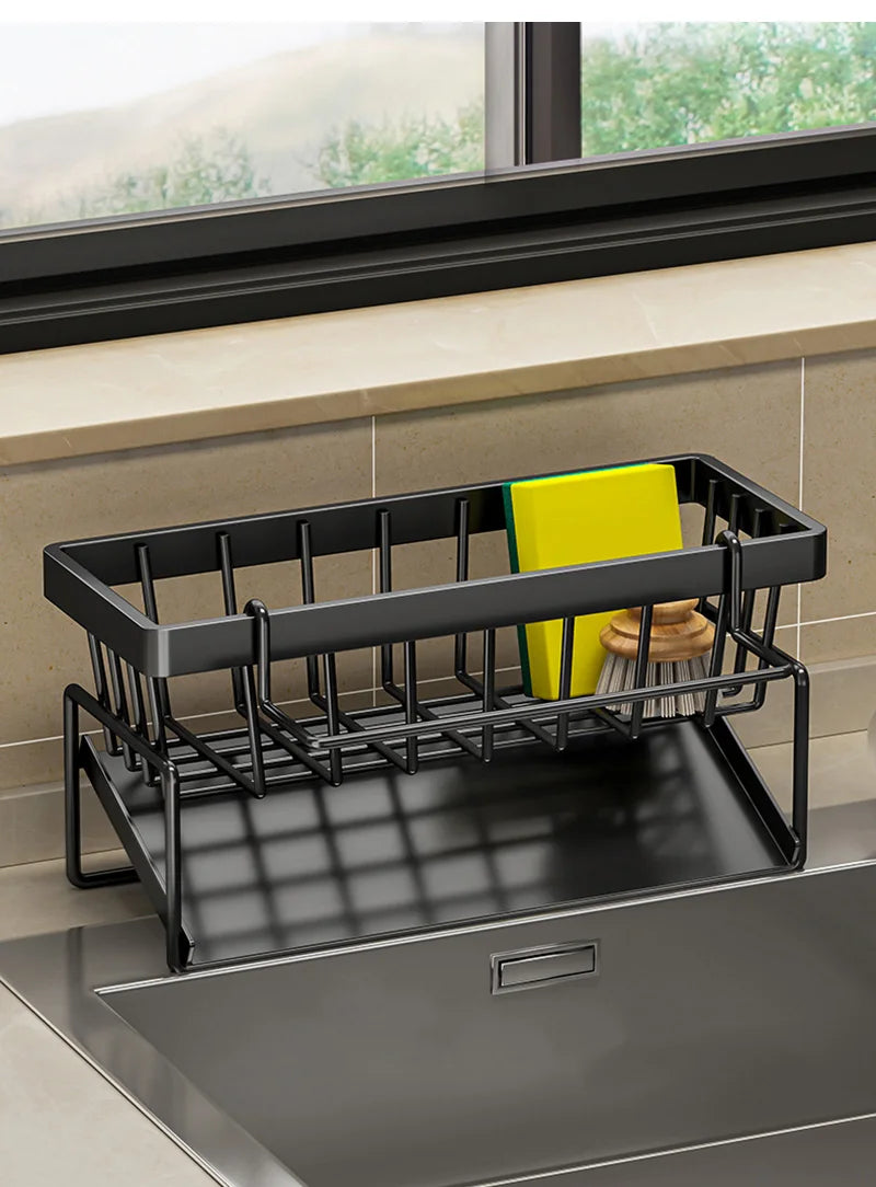 Sink Cleaning Tools Storage Rack Kitchen Multifunctional Stainless Steel Drain Rack for Sponge Cleanser Organizer Rag Hanger