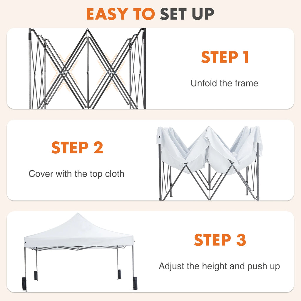 JHK 10x10ft Pop Up Outdoor Canopy Tent Easy Setup Shade Instant Portable Sun Shelter Canopy Tent with Sand Bags for Camping