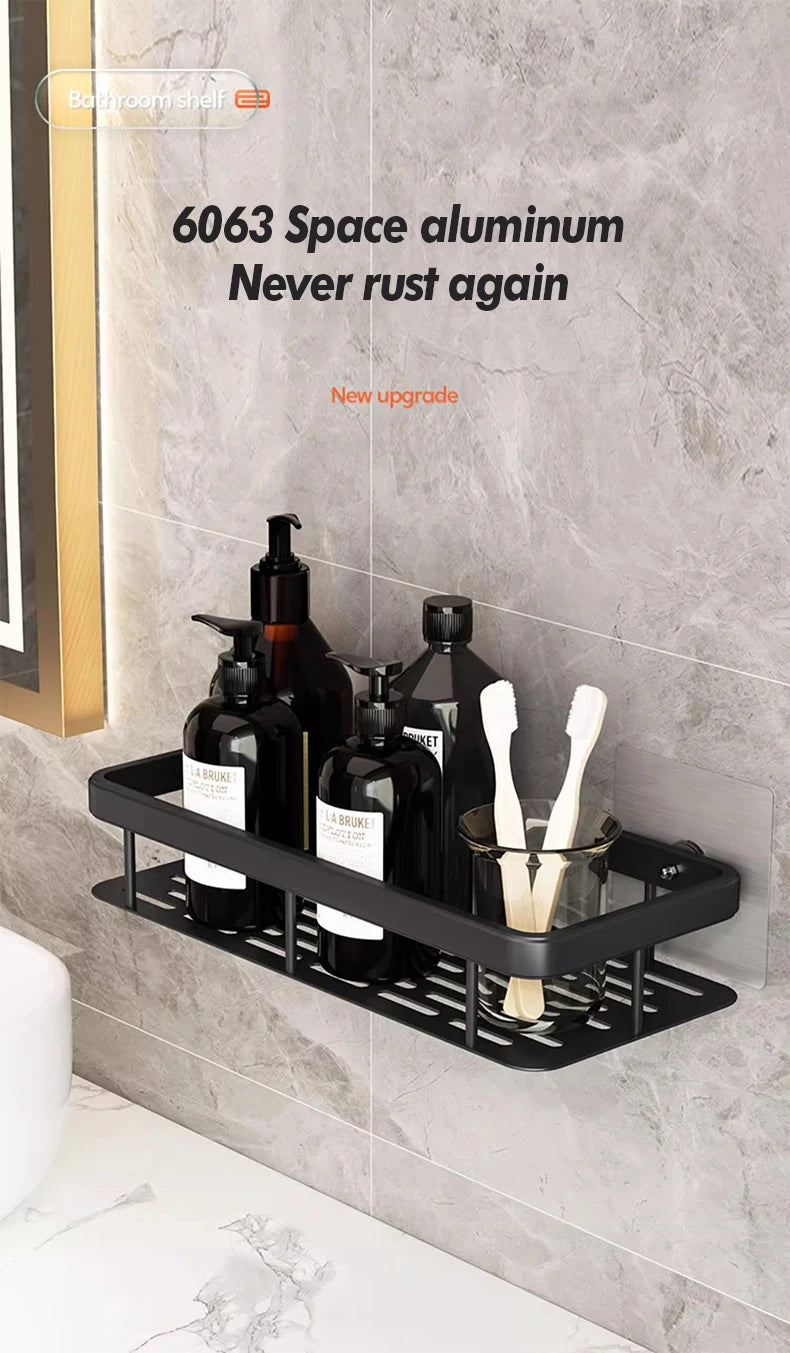 Bathroom Storage Rack Stainless Steel Anti Rust Storage Shower Rack Suction Cup Storage Rack Household Storage Appliances