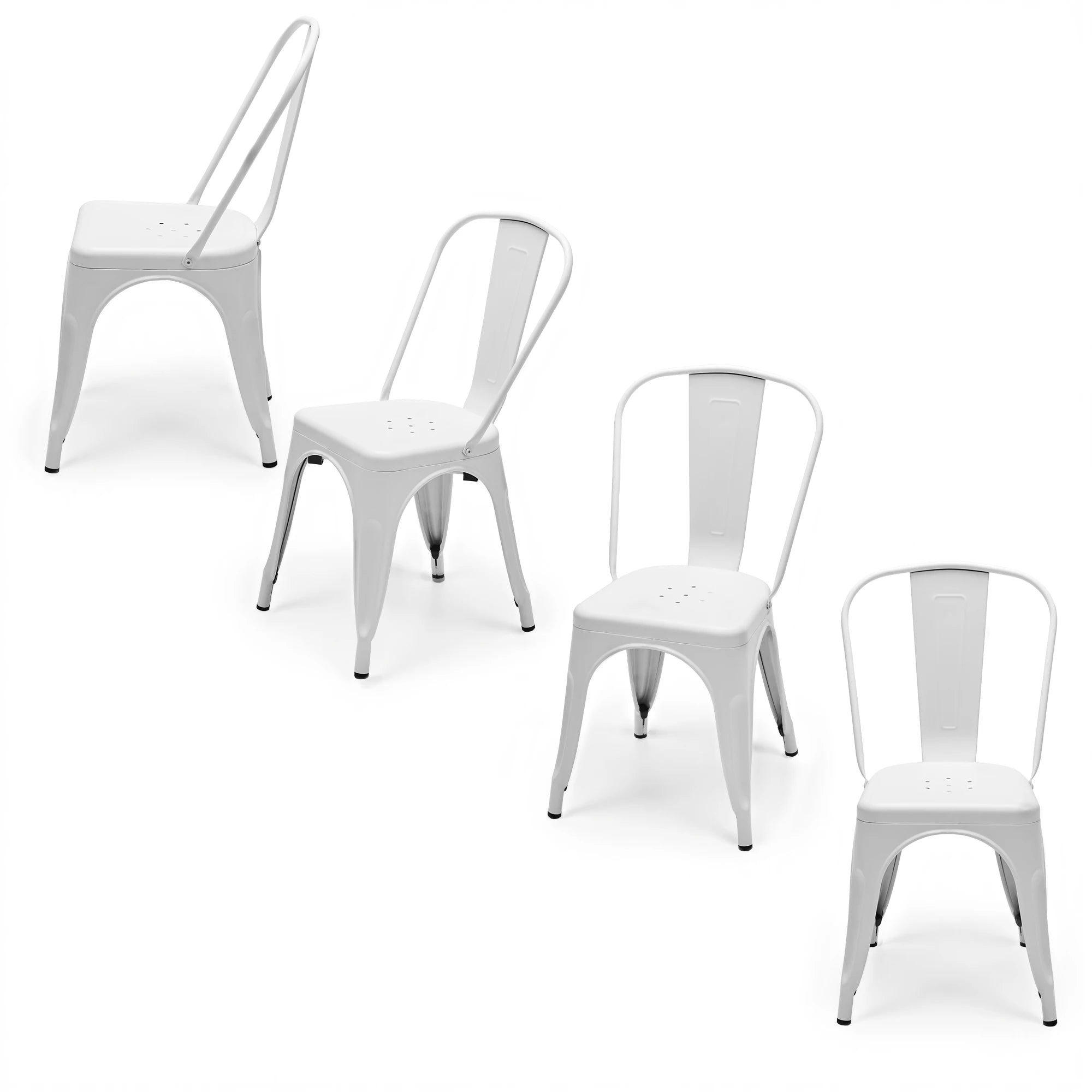 JHK 18IN Metal Dining Chairs Set of 4 Stackable Patio Outdoor Chairs Modern Chairs 300LBS Weight Capacity For Dining Room