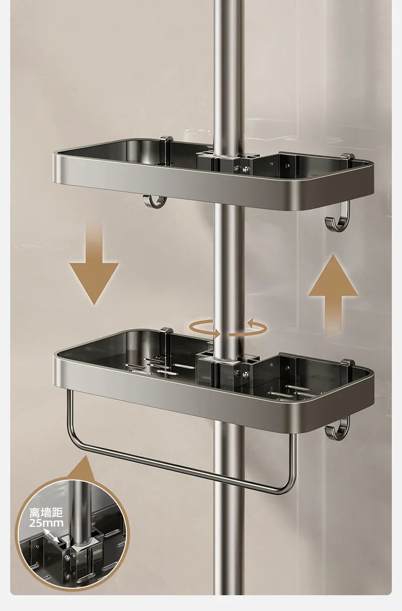 Bathroom Shower Head Holder Wall Mounted No Drilling Required Shampoo Organizer Rack Integrated Design Storage Shelf