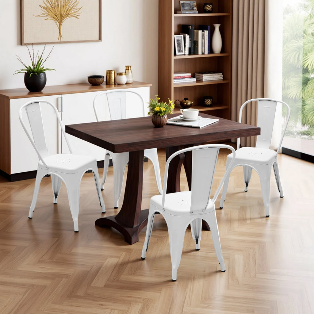 JHK 18IN Metal Dining Chairs Set of 4 Stackable Patio Outdoor Chairs Modern Chairs 300LBS Weight Capacity For Dining Room
