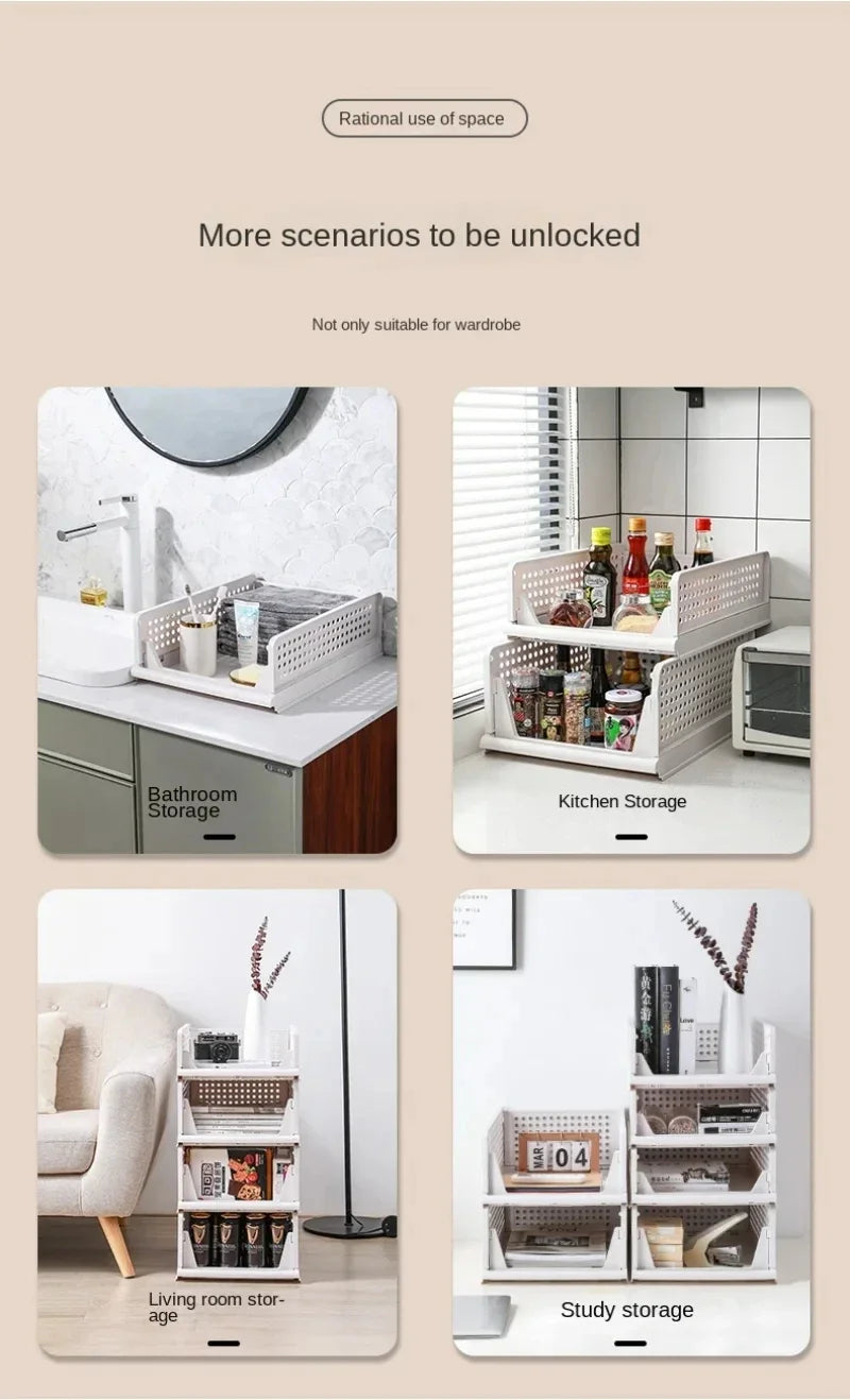 Home Stackable Plastic Drawers Organizing Boxes Partition Bedroom Office Organizers Closet Clothes Panties Folding Storage Box