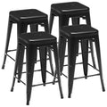 JHK 24 IN Metal Bar Stools Set of 4 Stackable Stools No Assembly Required Backless Counter Height Bar Stools for Kitchen Outdoor