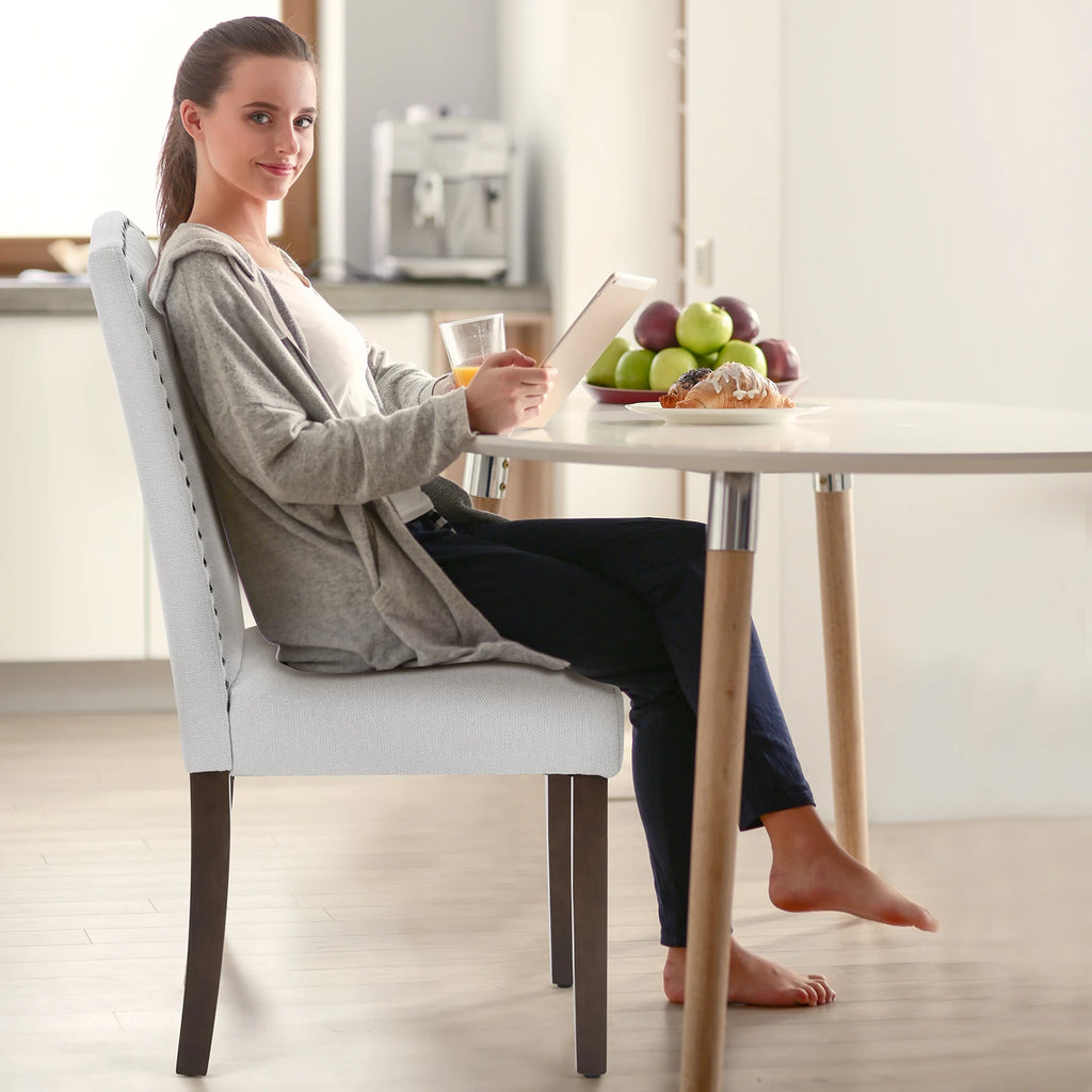 JHK Dining Chairs Padded Backrest Set Of 2 Thickened Sponge Cushion  Upholstered Fabric Kitchen Chairs With Nailhead Trim Home
