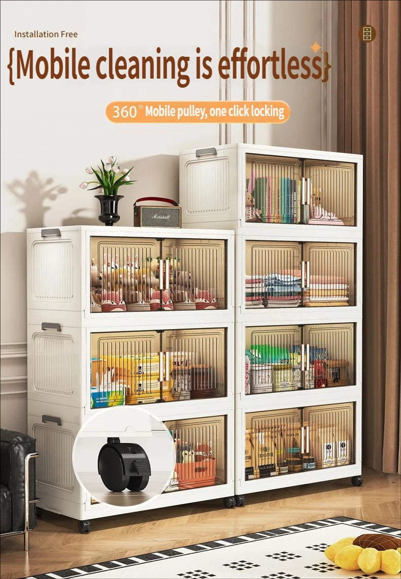 Foldable Plastic Storage Cabinet For Baby Clothes Multi Layered Closet
