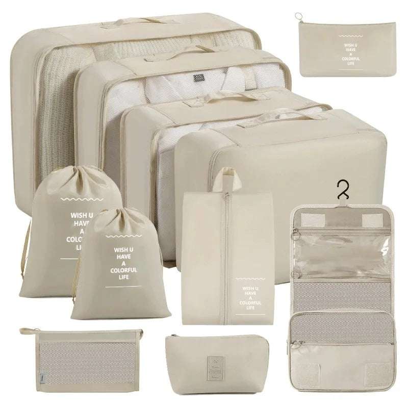 7/8/9/10 Pcs Set Travel Organizer Storage Bags Suitcase Packing Cubes Set Cases Portable Luggage Clothes Shoe Tidy Pouch Folding