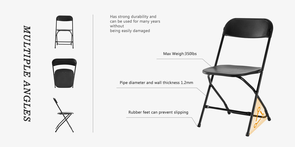 JHK Plastic Folding Chair 10 Pack 330LB Load Capacity Living Room Dinner Chairs Lightweight Portable Indoor/Outdoor Home Office
