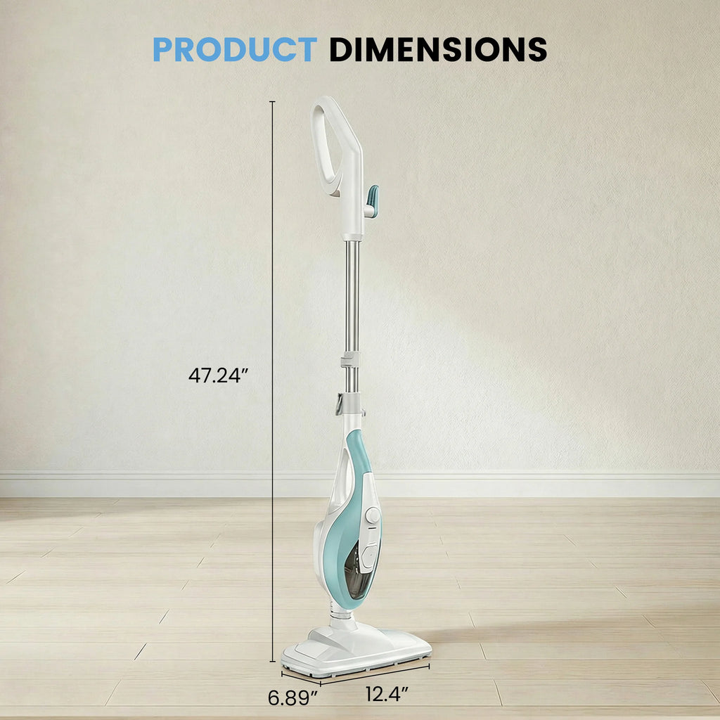 JHK 10-in-1 Steam Mop 1550W Detachable Handheld Steam Cleaner for Floor Cleaning 16FT Cord 2 Washable Pads Multi-Purpose