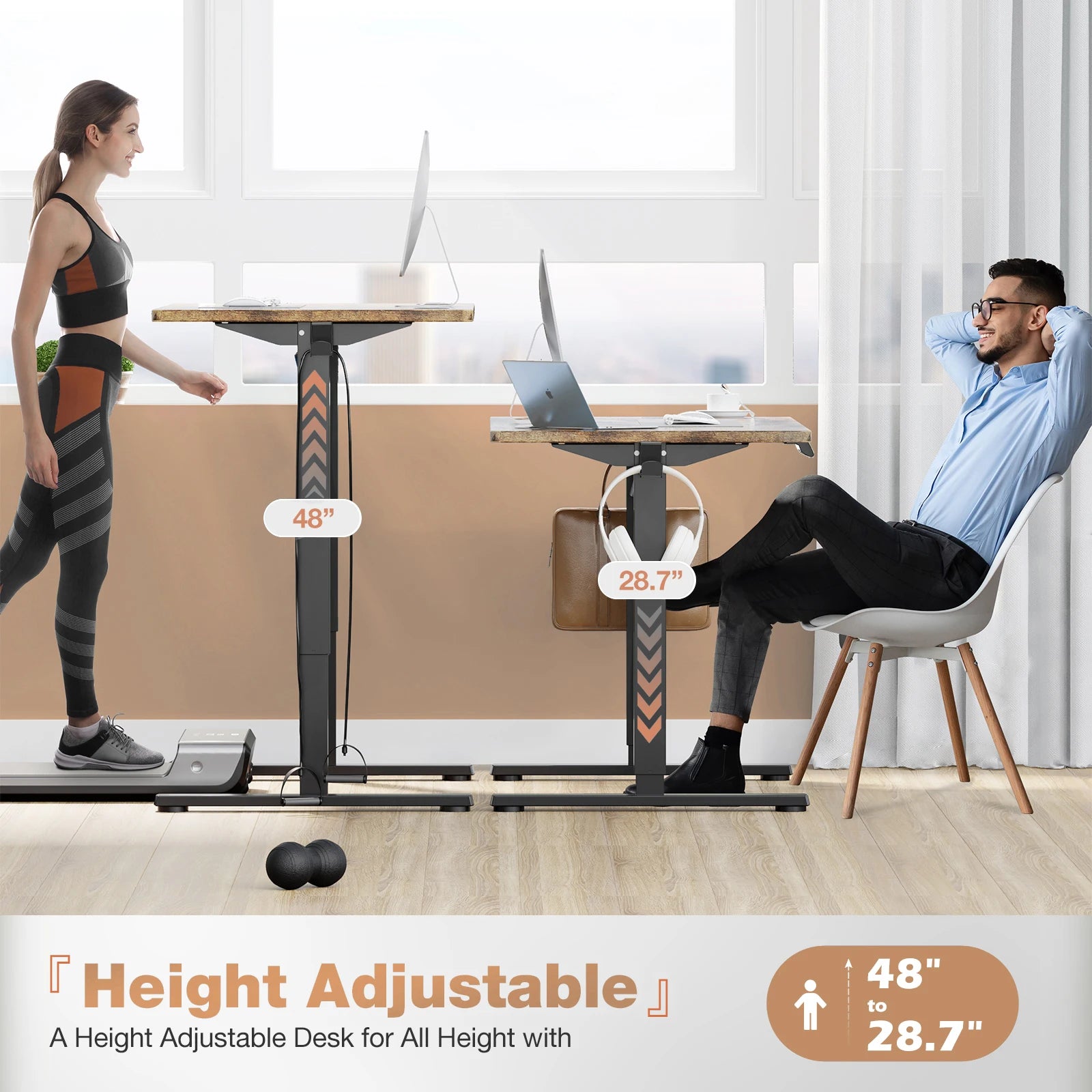 JHK 63x24 Inch Electric Standing Desk Ergonomic Height Adjustable Stand Up Sit Stand Computer Workstation Work Table For Office