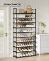 SONGMICS Shoe Rack, 10-Tier Shoe Shelf, Shoe Storage Organizer, 11 x 32.7 x 68 Inches, Metal Frame, Non-Woven Fabric Shelves, fo