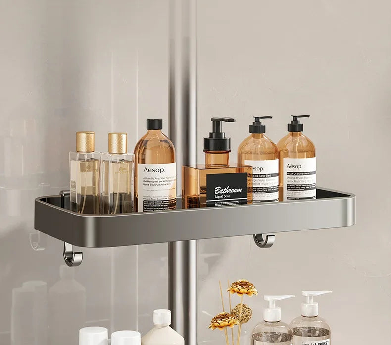 Bathroom Shower Head Holder Wall Mounted No Drilling Required Shampoo Organizer Rack Integrated Design Storage Shelf