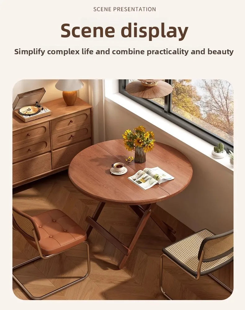 Sturdy Folding Dining Table - No Assembly Needed, Strong Stable Desk for Kitchen, Study & Office, round dining table,small table