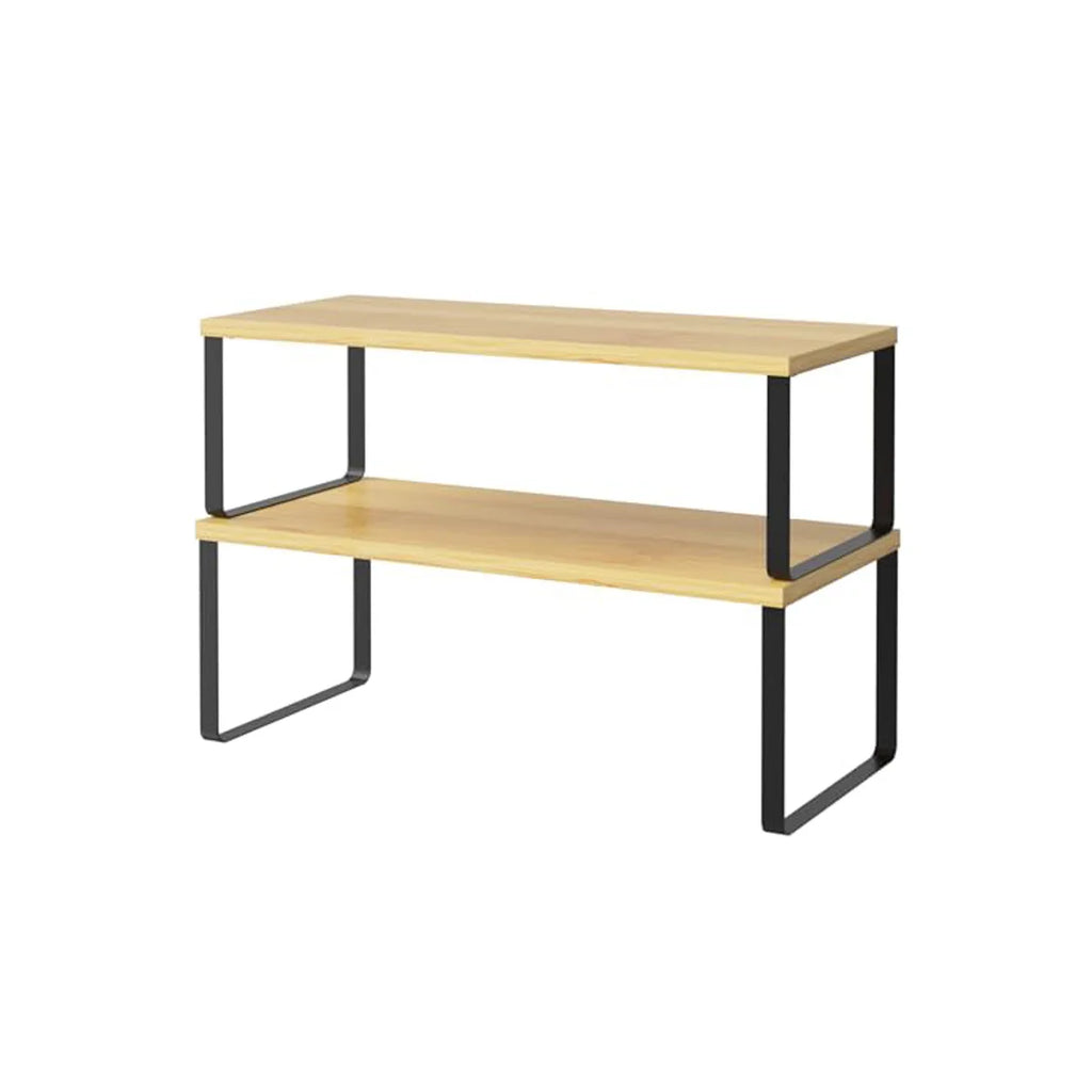 Kitchen Counter Shelves Spice Rack Set of 2, Stackable Cabinet Organizer Shelf, Expandable Kitchen Shelves Organizer for Kitchen