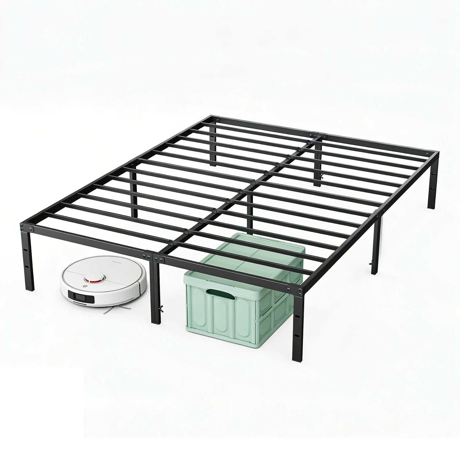 JHK Basic 12IN Twin Full Queen King Size Bed Frame Metal Platform Bedroom Frames with Storage Space Sturdy Steel Slat Support