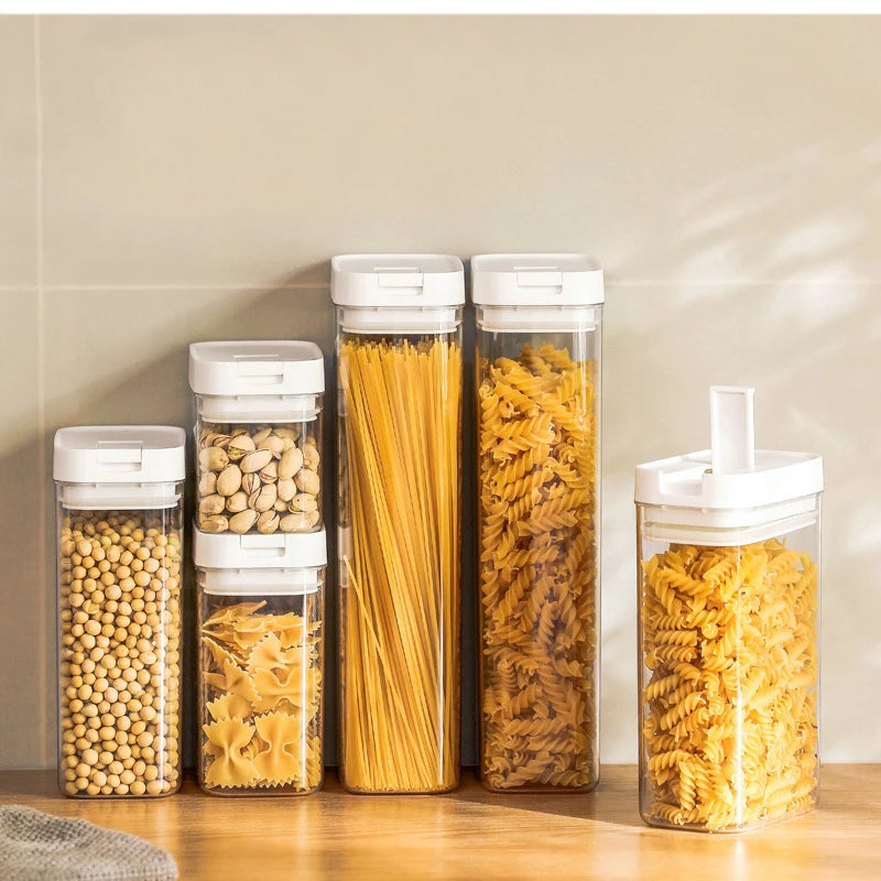 Pasta Storage Box Transparent Plastic Grain Seal Tank Spaghetti Storage Container Moisture-Proof Snack Jar Kitchen Food Tank