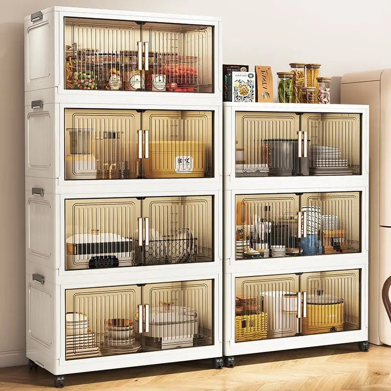 Foldable Plastic Storage Cabinet For Baby Clothes Multi Layered Closet