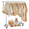 SONGMICS Clothes Rack with Wheels, Heavy-Duty Clothing Rack for Hanging Clothes, Portable, 17.7 x (36.2-52) x 63.6 Inches, with