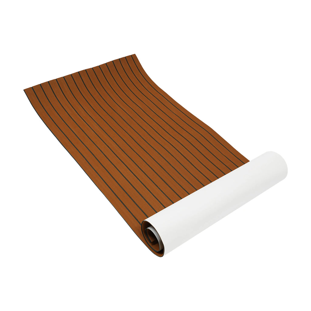 240x90cm EVA Foam Teak Floor Mat 6mm Thick Anti-Slip Self-Adhesive Pad Cuttable Waterproof Marine Carpet for Boat Deck RV Yacht