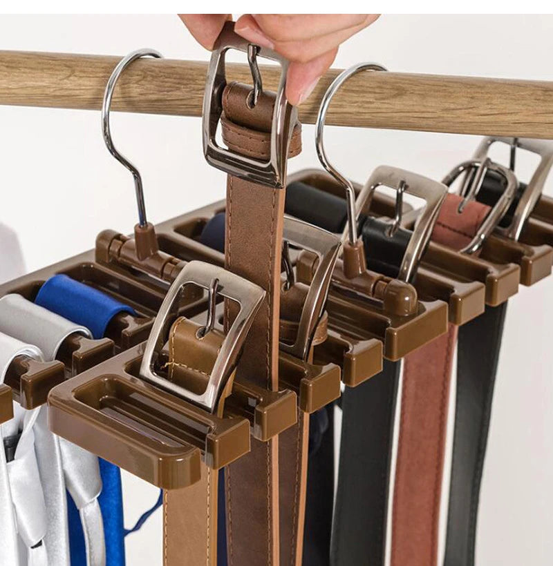 Tie Belt Hanger Wardrobe Closet Organizer 10 Card Slots Large Capacity Belt Storage Rack Scarf Tie Hanging Organizer Scarf Hook