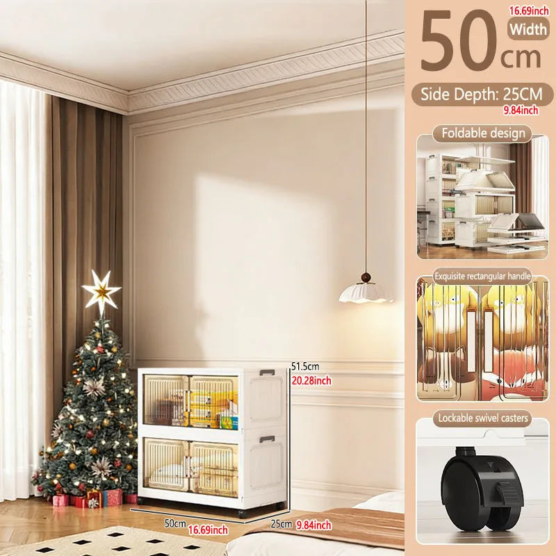 Foldable Plastic Storage Cabinet For Baby Clothes Multi Layered Closet