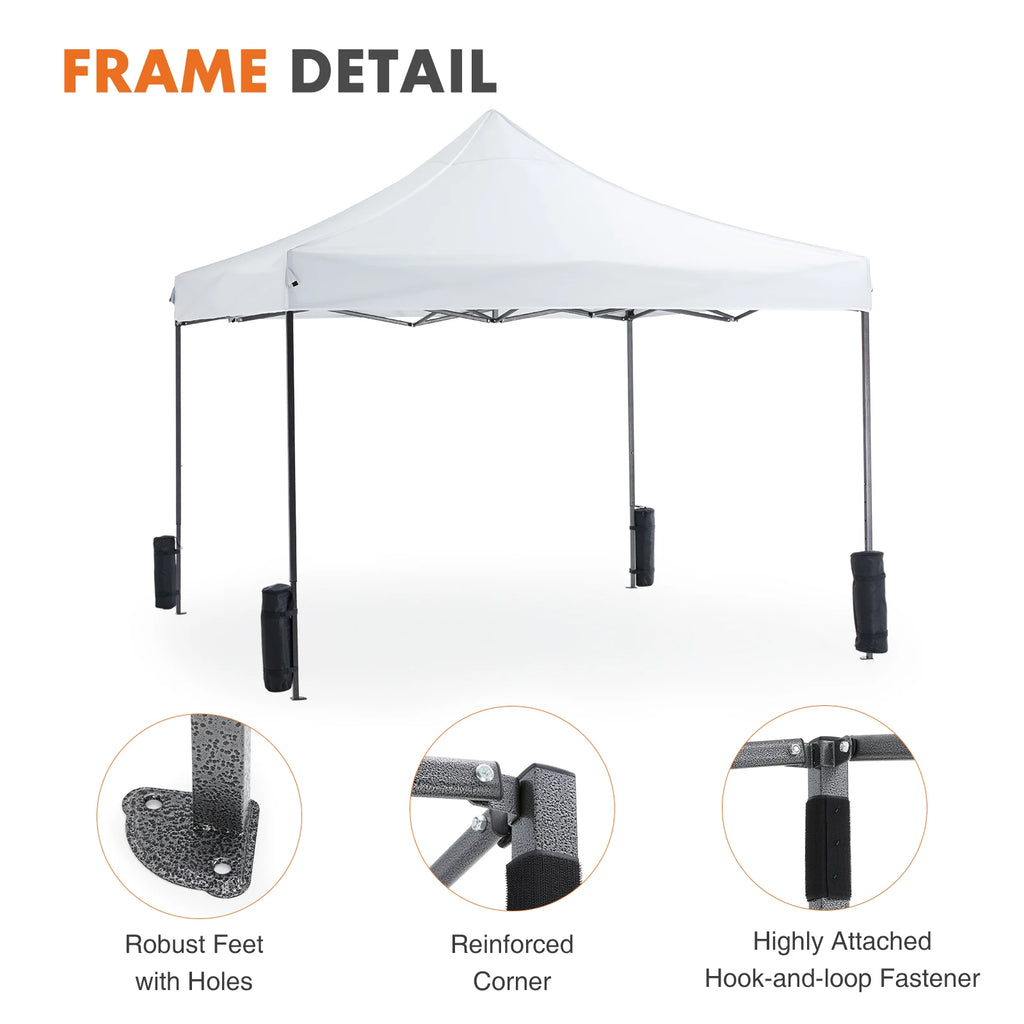 JHK 10x10ft Pop Up Outdoor Canopy Tent Easy Setup Shade Instant Portable Sun Shelter Canopy Tent with Sand Bags for Camping