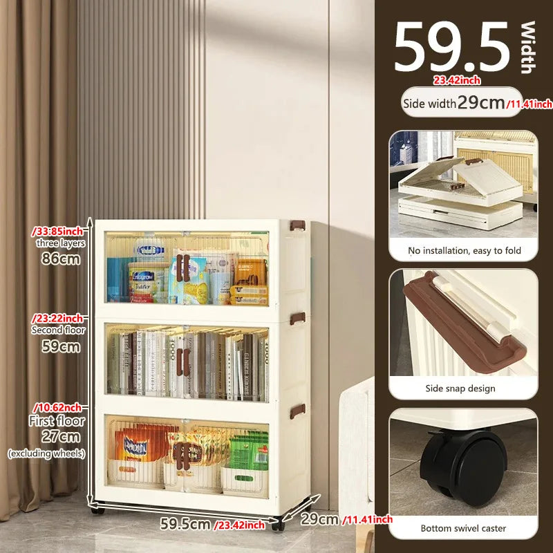 Foldable Plastic Storage Cabinet For Baby Clothes Multi Layered Closet