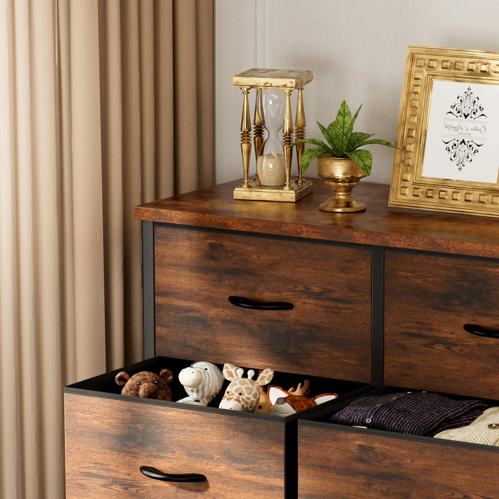 JHK Nightstand 6 Fabric Drawers Dresser For Bedroom Bedside Sofa Table With Storage Closet Chest Display Cabinet Furniture