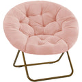 JHK Faux Fur Cozy Saucer Chairs For Living Room Folding Thick Padded Seat Metal Frame X-Large Reading Lounge Furniture