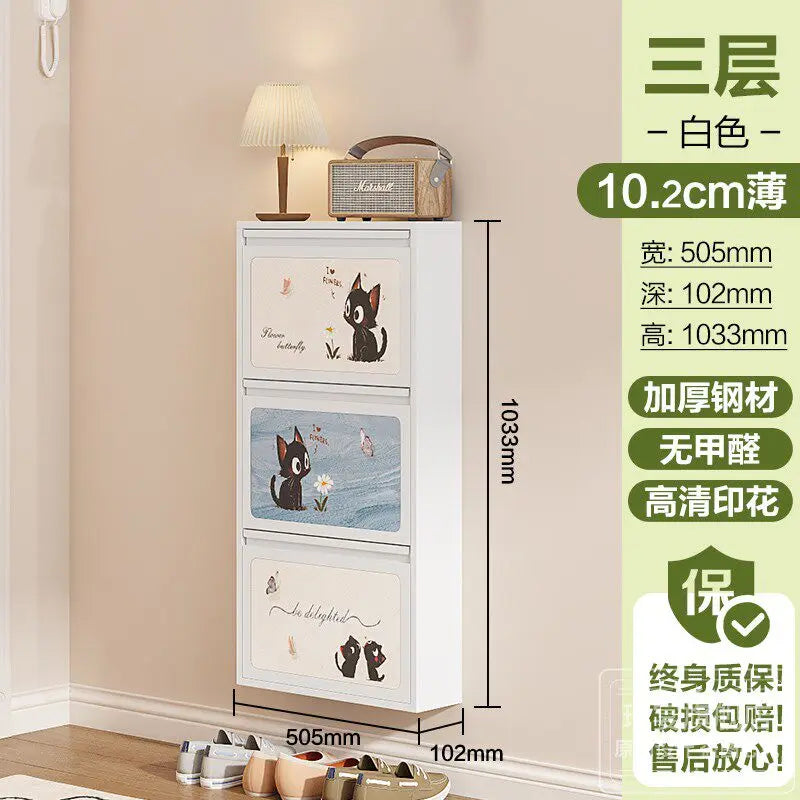 Metallic Ultra Thin Shoe Cabinet Multifunction Indoor Hallway Shoe Cabinet For Home Entrance Scarpiera Mobile Cabinet Furniture