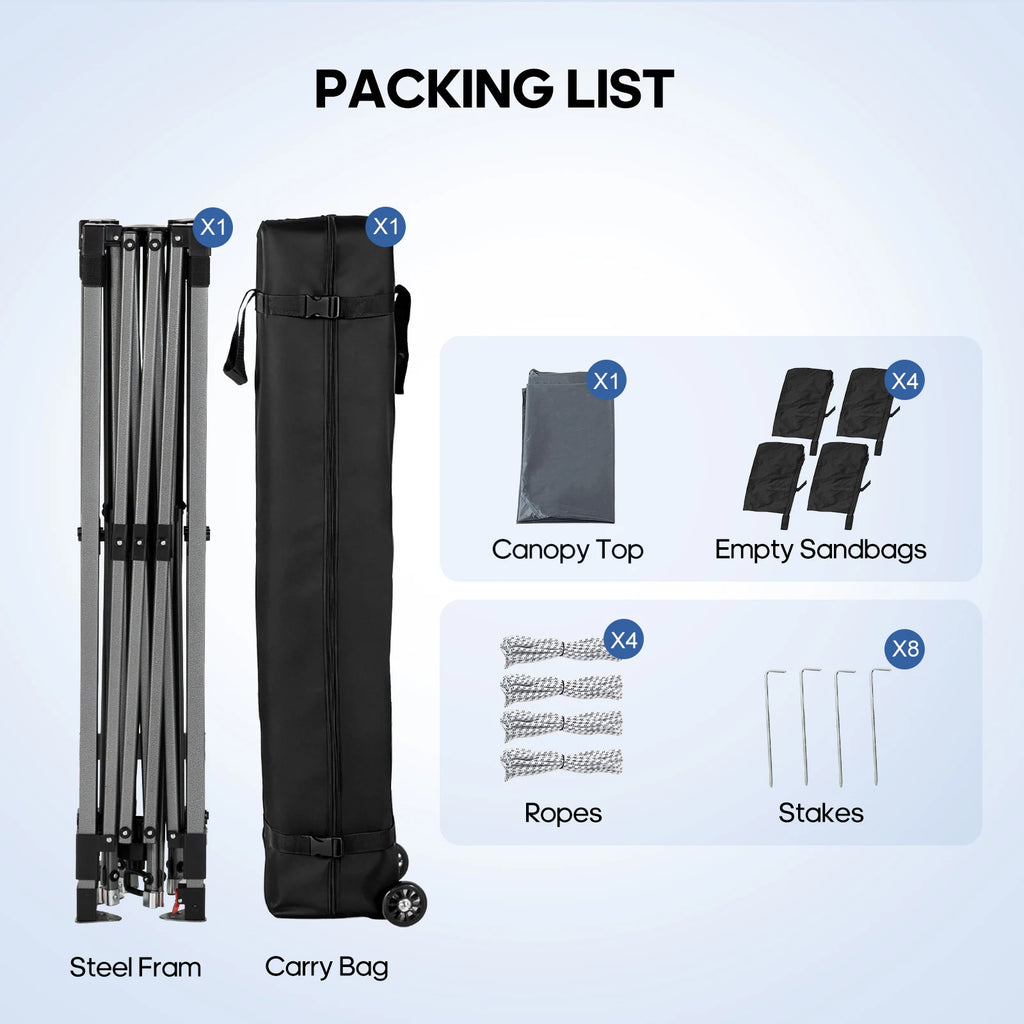 JHK 10x10ft One Push Setup Pop Up Canopy Tent Portable Outdoor Sun Shelter for Beach Events Camping with Rolling Carry Bag