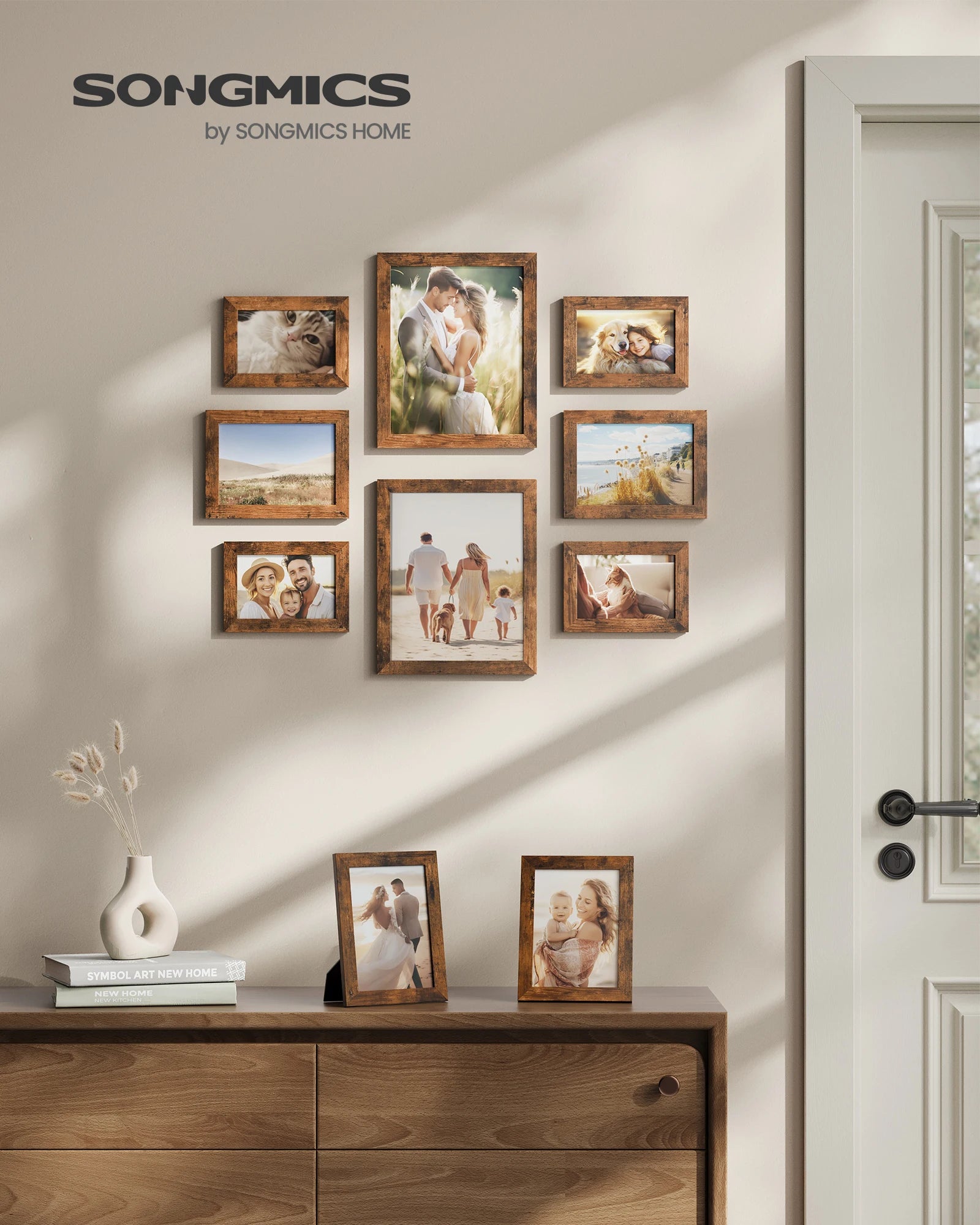 SONGMICS Picture Frames, 10 Pack Collage Picture Frames with Two 8x10, Four 5x7, Four 4x6, Photo Frame Set for Wall Gallery Deco