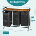 JHK 36IN Cabinets with Movable Wheels Metal Frame and Pull-Out Removable Sorter Bags Clothes Basket Organizer for Furniture