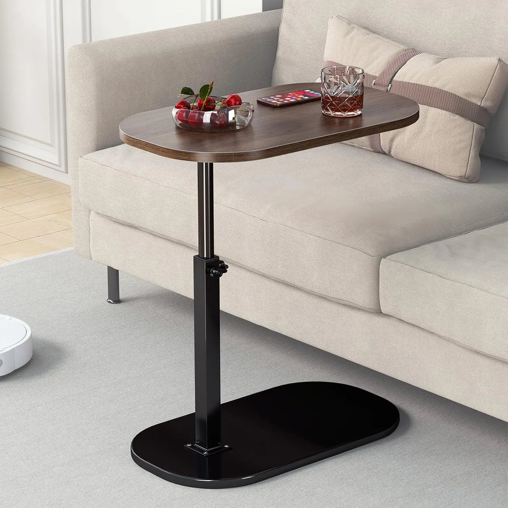 Adjustable C-Shaped Side Table with Swivel Top - Multi-Height End Table for Couch, Bed, Bathtub & Living Room