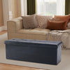 JHK 43 Inches Leather Folding Ottoman Storage Footstool Toy Box Bedroom Bench Load 660 lbs Foot Rest Stool For Living Room