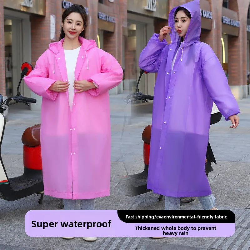 New Waterproof & Splash-Resistant Raincoat – Long Unisex EVA Raincoat with Hood for Travel, Camping, and Fishing