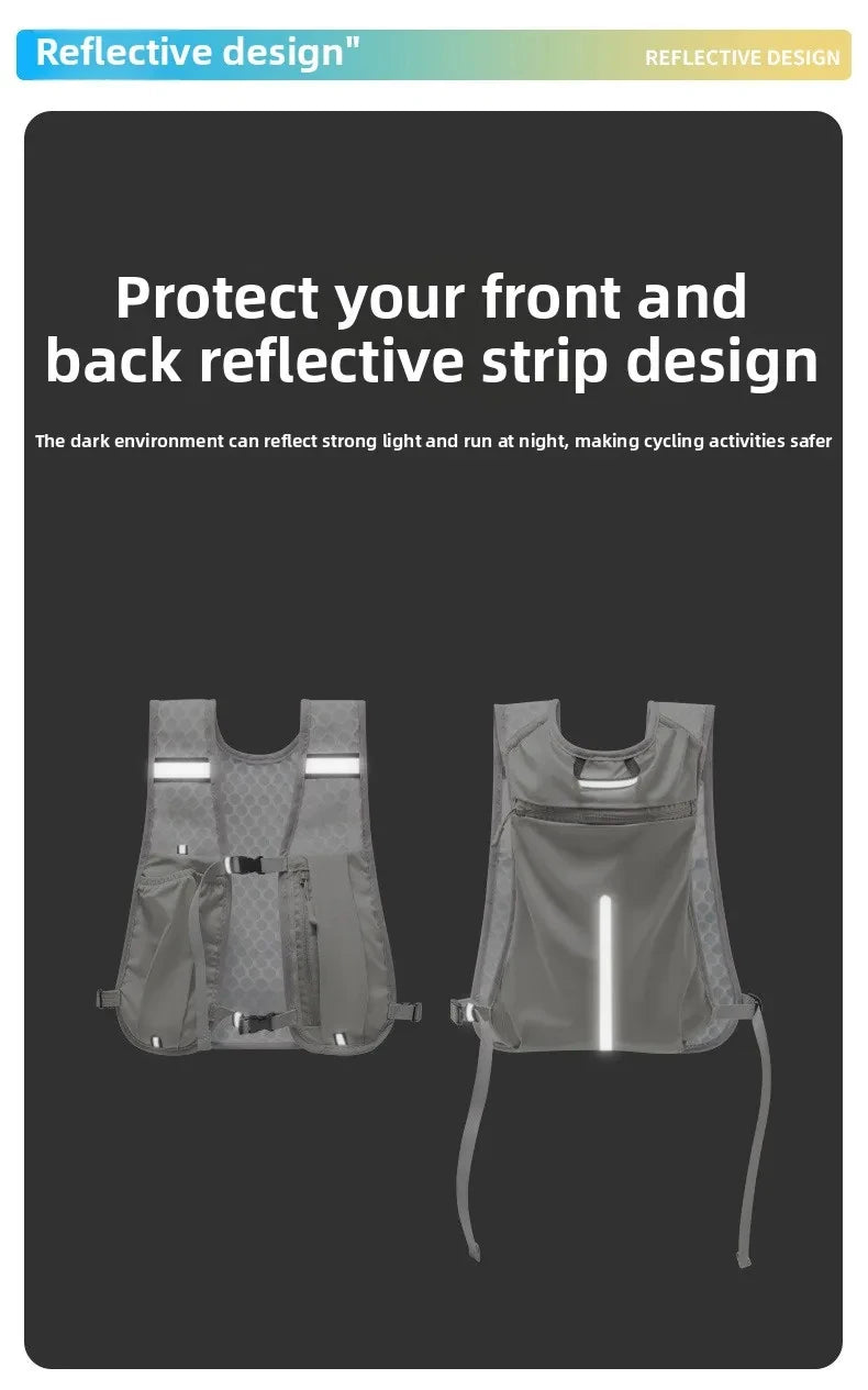 1pc Biking Running Storage Vest Lightweight Running Vest Reflective Phone Water Bottle Storage Pocket Mesh Breathable Sport Vest