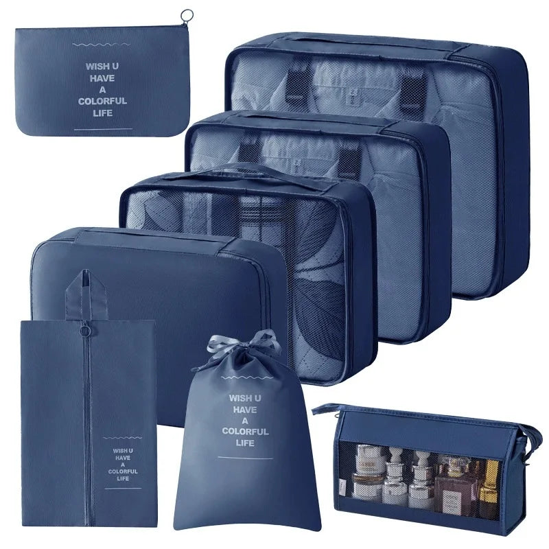 7/8/9/10 Pcs Set Travel Organizer Storage Bags Suitcase Packing Cubes Set Cases Portable Luggage Clothes Shoe Tidy Pouch Folding