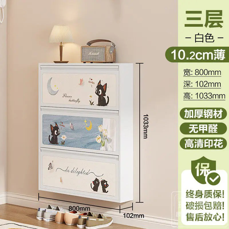 Metallic Ultra Thin Shoe Cabinet Multifunction Indoor Hallway Shoe Cabinet For Home Entrance Scarpiera Mobile Cabinet Furniture