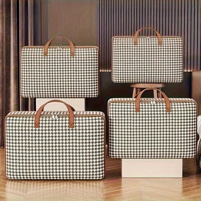 1pc Non-woven Fabric Quilt Storage Bag Large Capacity Portable Luggage Bag Foldable With Handle Packing Bag Clothes Organizer