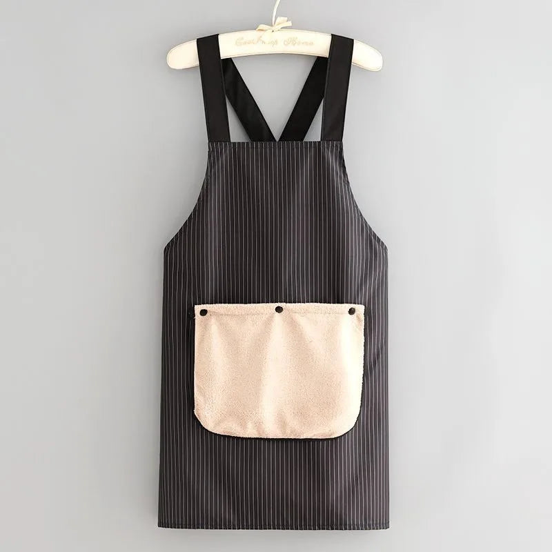 Kitchen Apron with Removable Hand Towel Waterproof Restaurant Cooking Sleeveless Apron Anti-fouling Baking Bibs 2025New