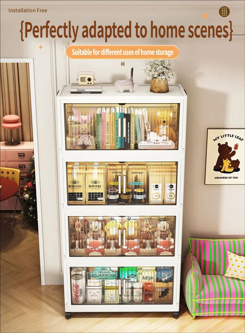 Foldable Plastic Storage Cabinet For Baby Clothes Multi Layered Closet