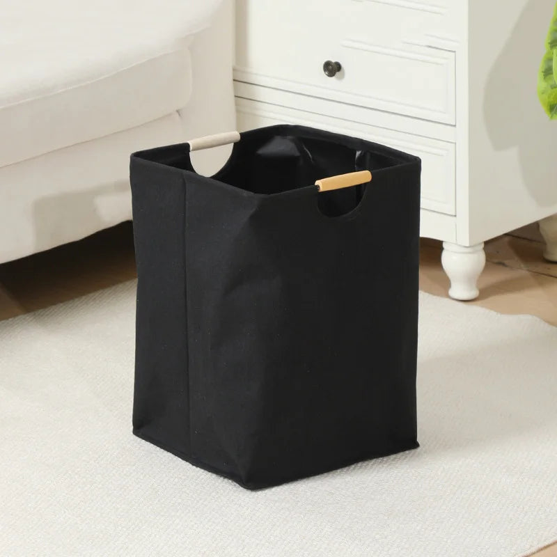 Large Capacity Laundry Basket Portable Dirty Clothes Storage Basket With Handle Black Durable Linen Foldable Laundry Basket