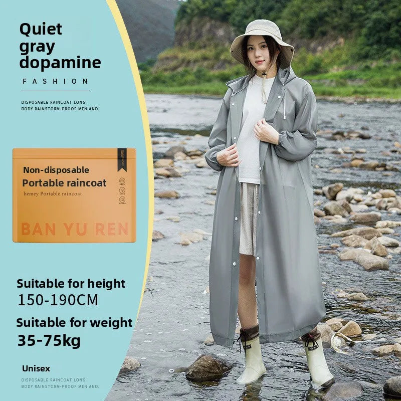 New Waterproof & Splash-Resistant Raincoat – Long Unisex EVA Raincoat with Hood for Travel, Camping, and Fishing