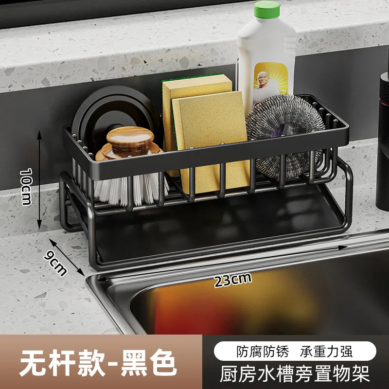 Kitchen Stainless Steel Sink Drain Rack Sponge Holder Faucet Storage Soap Drainer Towel Rack Shelf Organizer Accessories