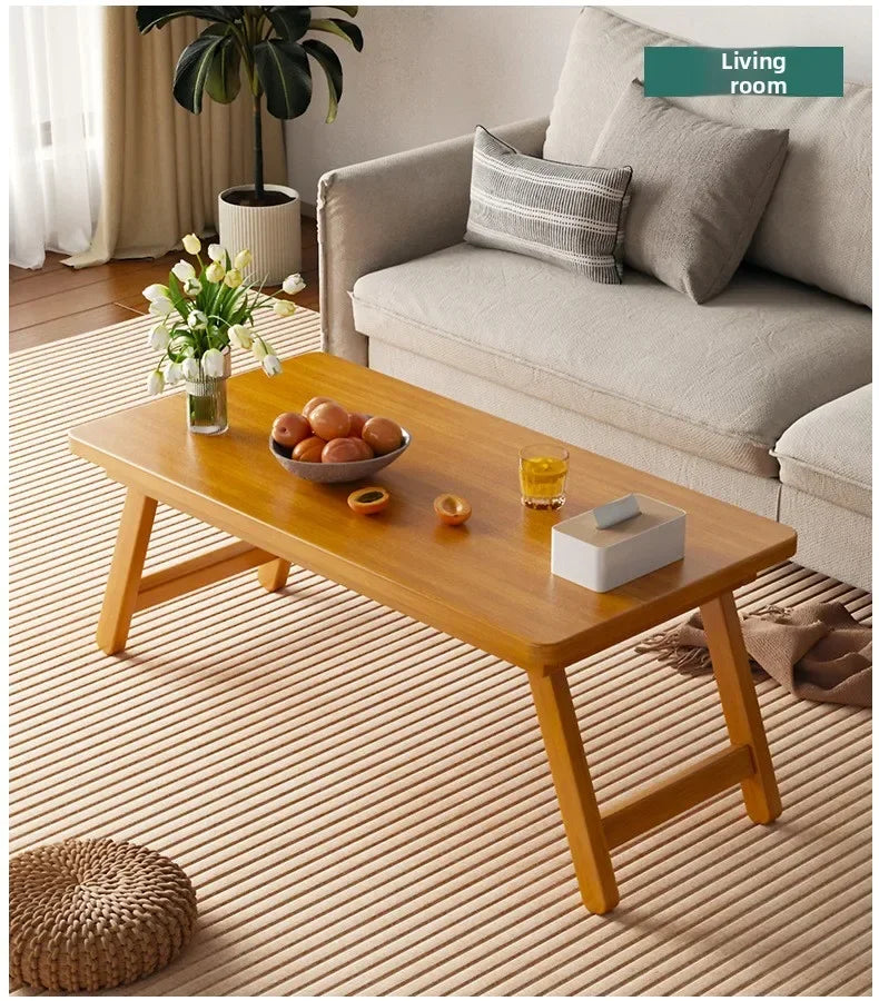 Foldable Tatami Coffee Table - Japanese Style Low Table for Bay Window & Living Room, Portable Bed Tea Table, table basse
