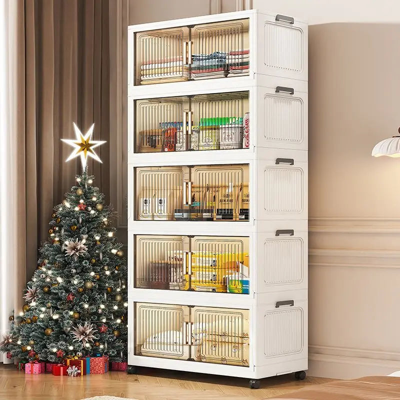 Foldable Plastic Storage Cabinet For Baby Clothes Multi Layered Closet