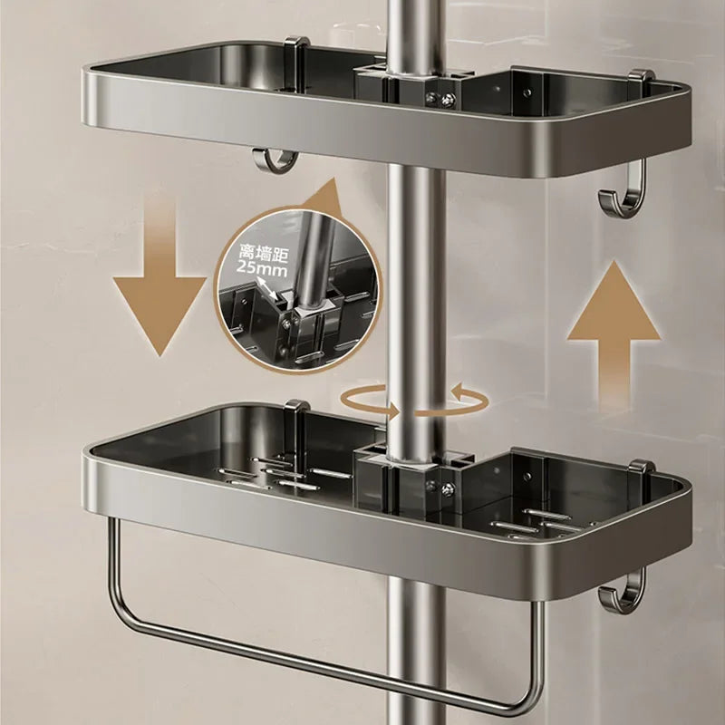 Bathroom Shower Head Holder Wall Mounted No Drilling Required Shampoo Organizer Rack Integrated Design Storage Shelf