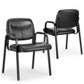 JHK Pu Leather Waiting Room Chair Comfy Guest Chairs with Padded Arms for Reception Conference Side Office Desk Home Furniture