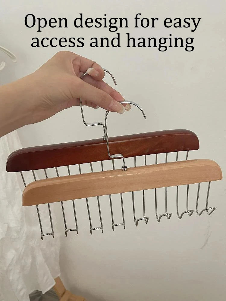 1/2 PCS Multi-functional Solid Wood Clothing Eight-hook Hanger Underwear Sling Belt Vests Silk Scarf Hooks Wardrobe Organizer
